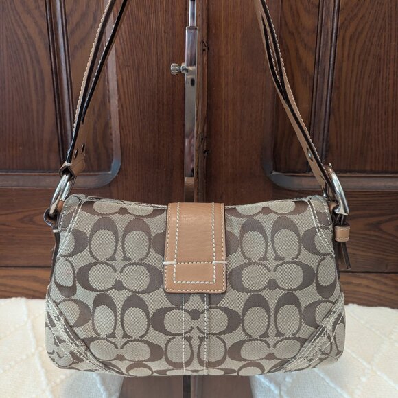 Coach Tan khaki signature C soho hobo bag 10602 y2k - Picture 3 of 12